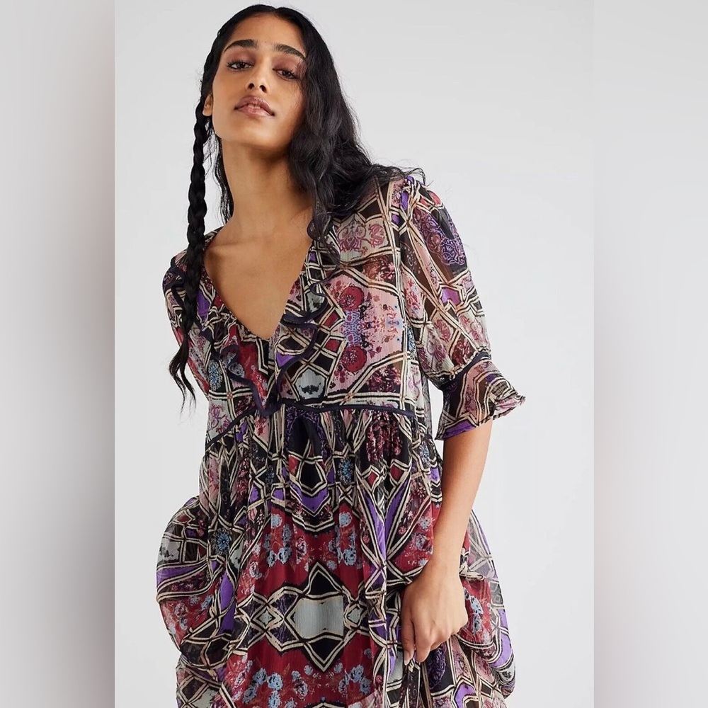 NWOT Free People Women's Black Combo Multi Color Carmella Printed Maxi Dress -XS - Picture 3 of 16
